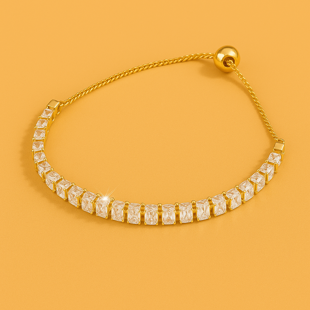 Luxe gouden armband - gepolijst koper met zirkonia details