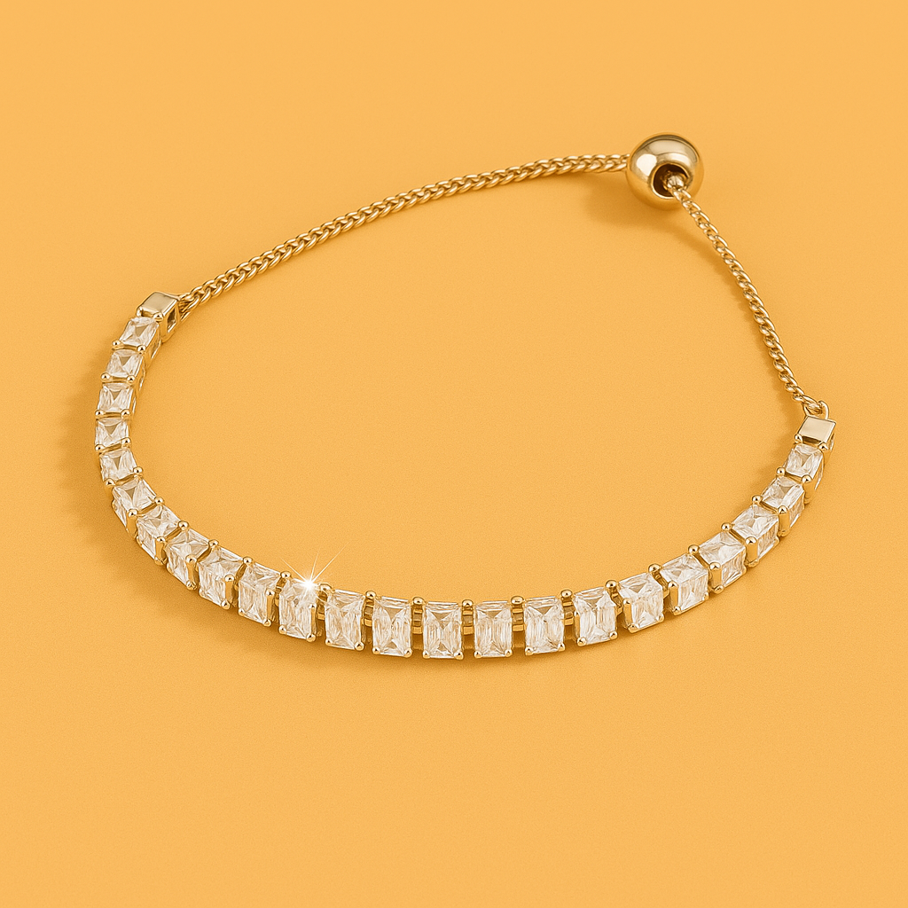 Luxe gouden armband - gepolijst koper met zirkonia details