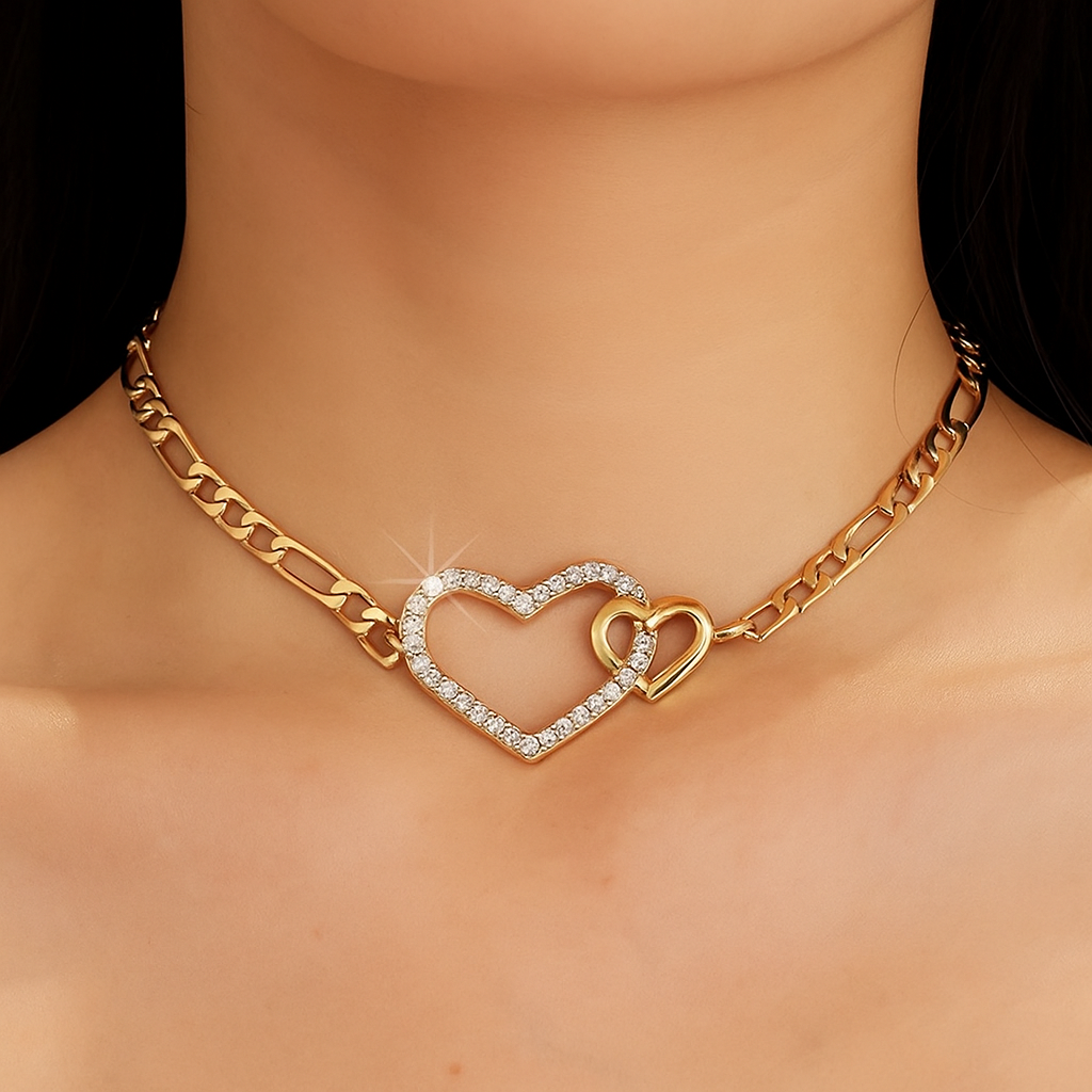Trendy Dubbele Hart Ketting | Verguld voor Vrouwen