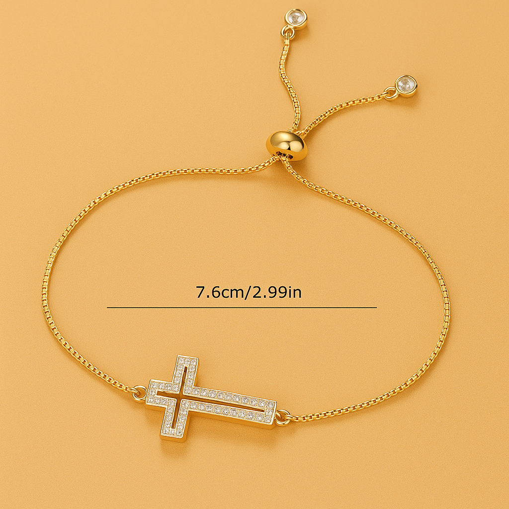 Sierlijke Strass Kruis Armband - voor Vrouwen