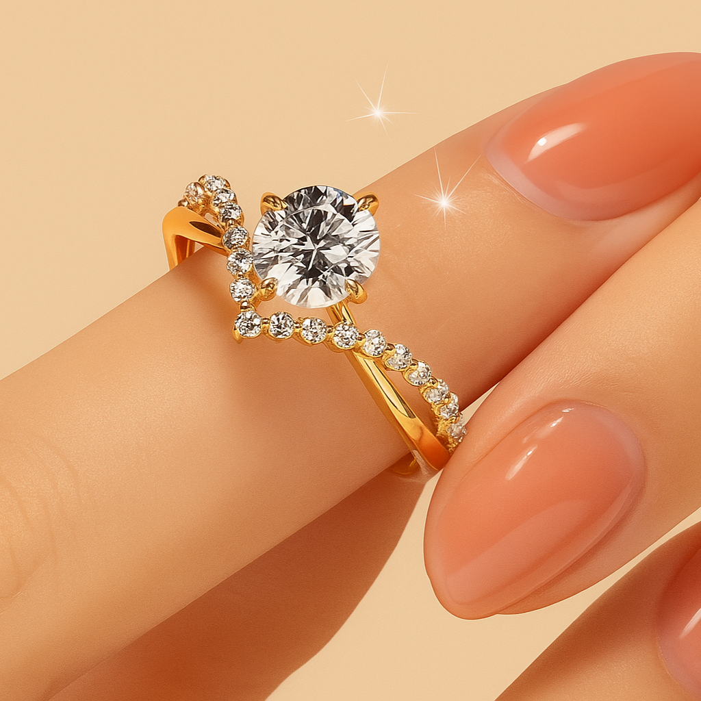 Klassieke Verlovingsring met 1 kt Princess-slijpvorm - Zirkonia