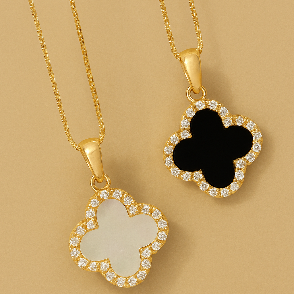 Goudkleurige Klaver Hanger Halsketting voor Vrouwen