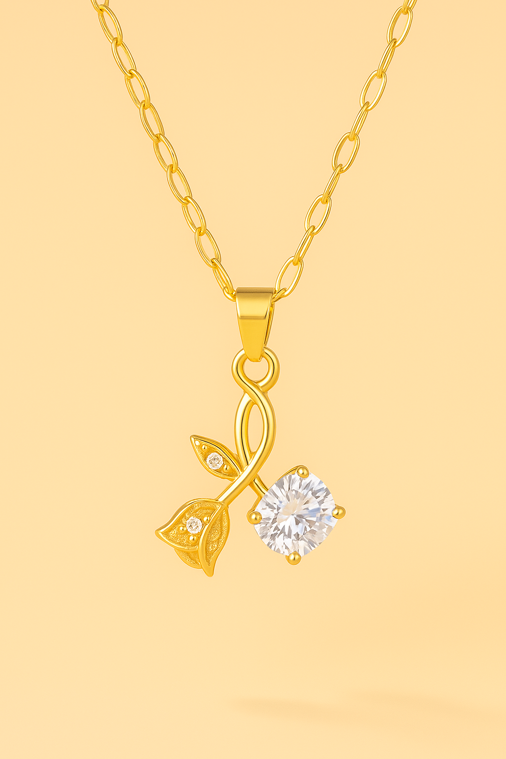 Romantische Roos & Kersenbloesem Zirkonia Hanger Collier