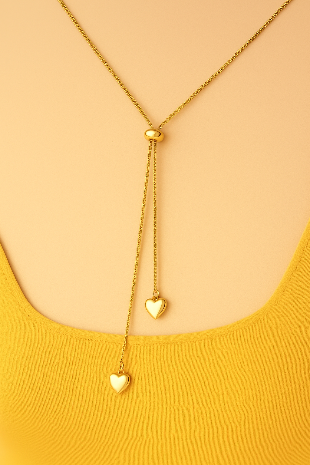 Verstelbare 18K Vergulde Hartvormige Hangerketting voor Dames