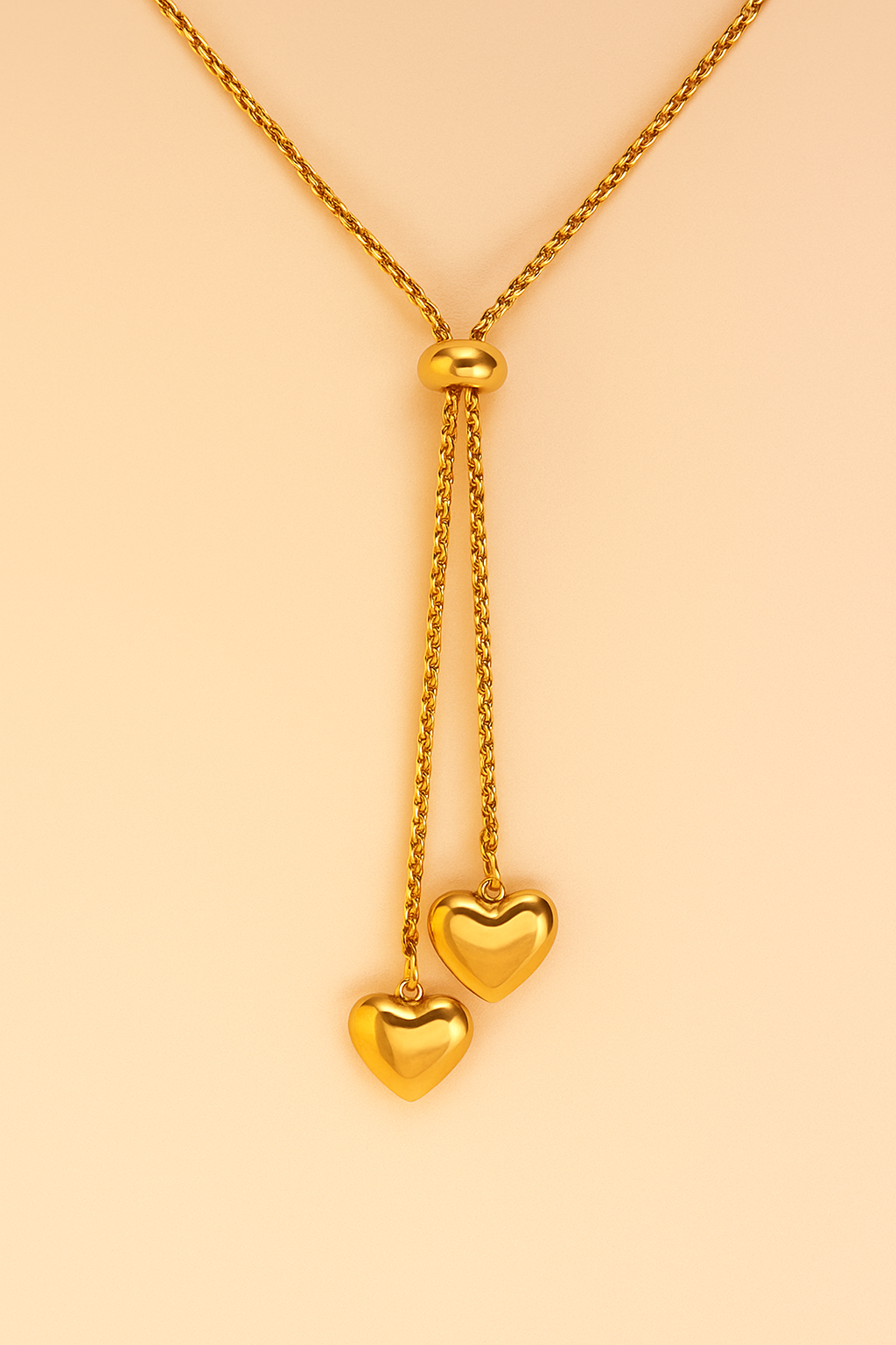 Verstelbare 18K Vergulde Hartvormige Hangerketting voor Dames