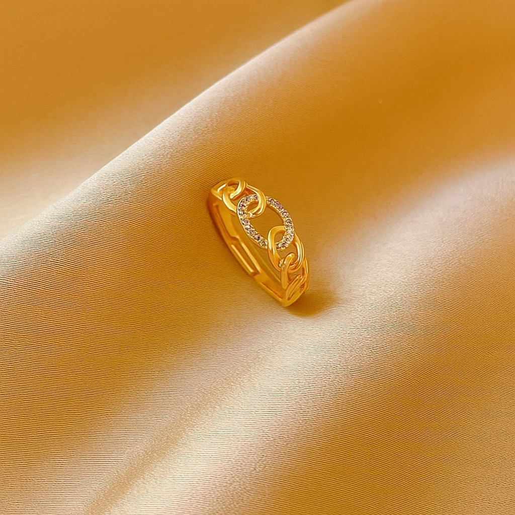 Zirkonia Schakelring – Elegante 18K Verguld Afwerking
