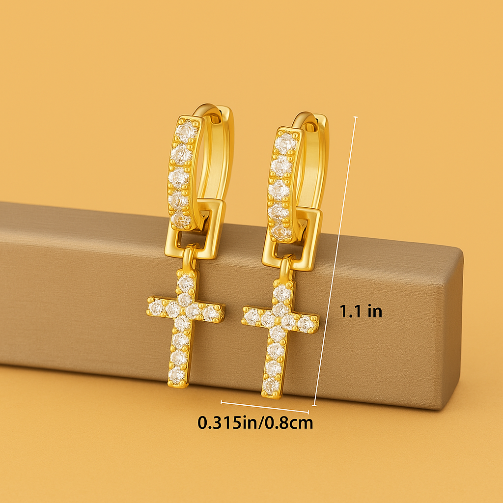 Kostbare Sprankelende Gouden Kruisoorbellen