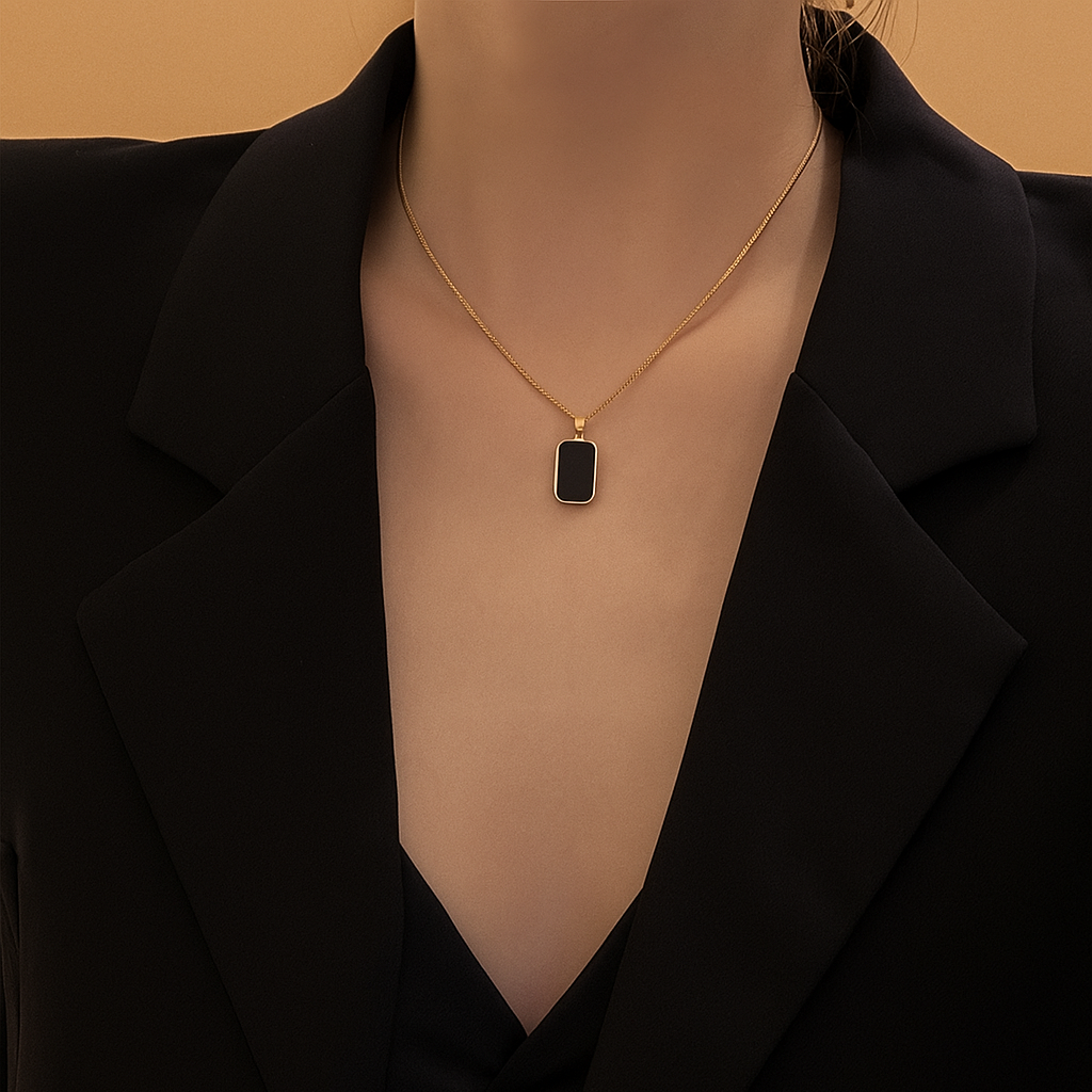Zwarte Titanium Geometrische Ketting – Elegante Unisex Sieraad