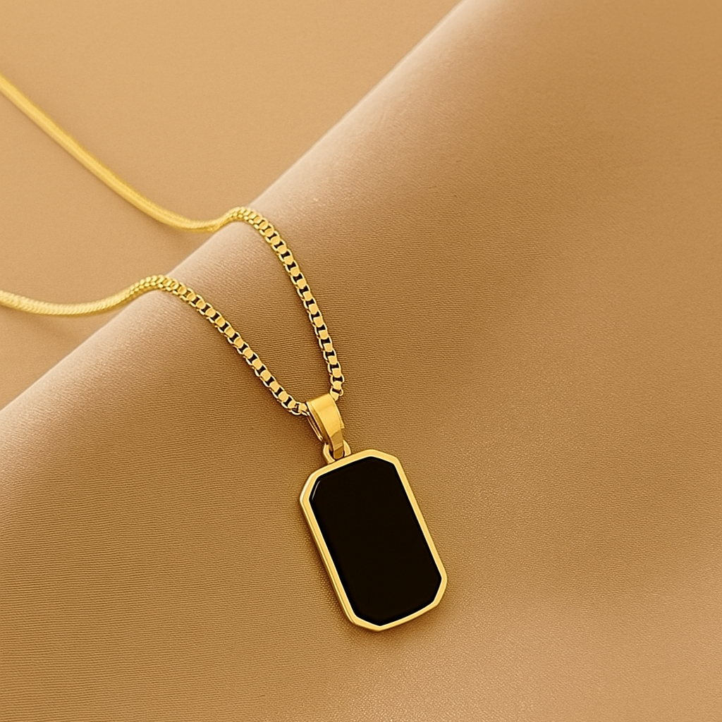 Zwarte Titanium Geometrische Ketting – Elegante Unisex Sieraad