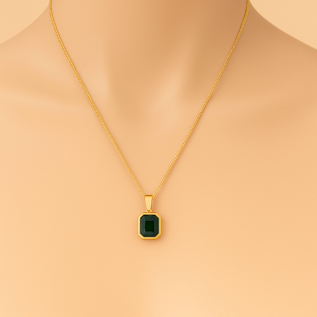 Klassieke Groene Acryl Hangerketting – Elegant Sieraad