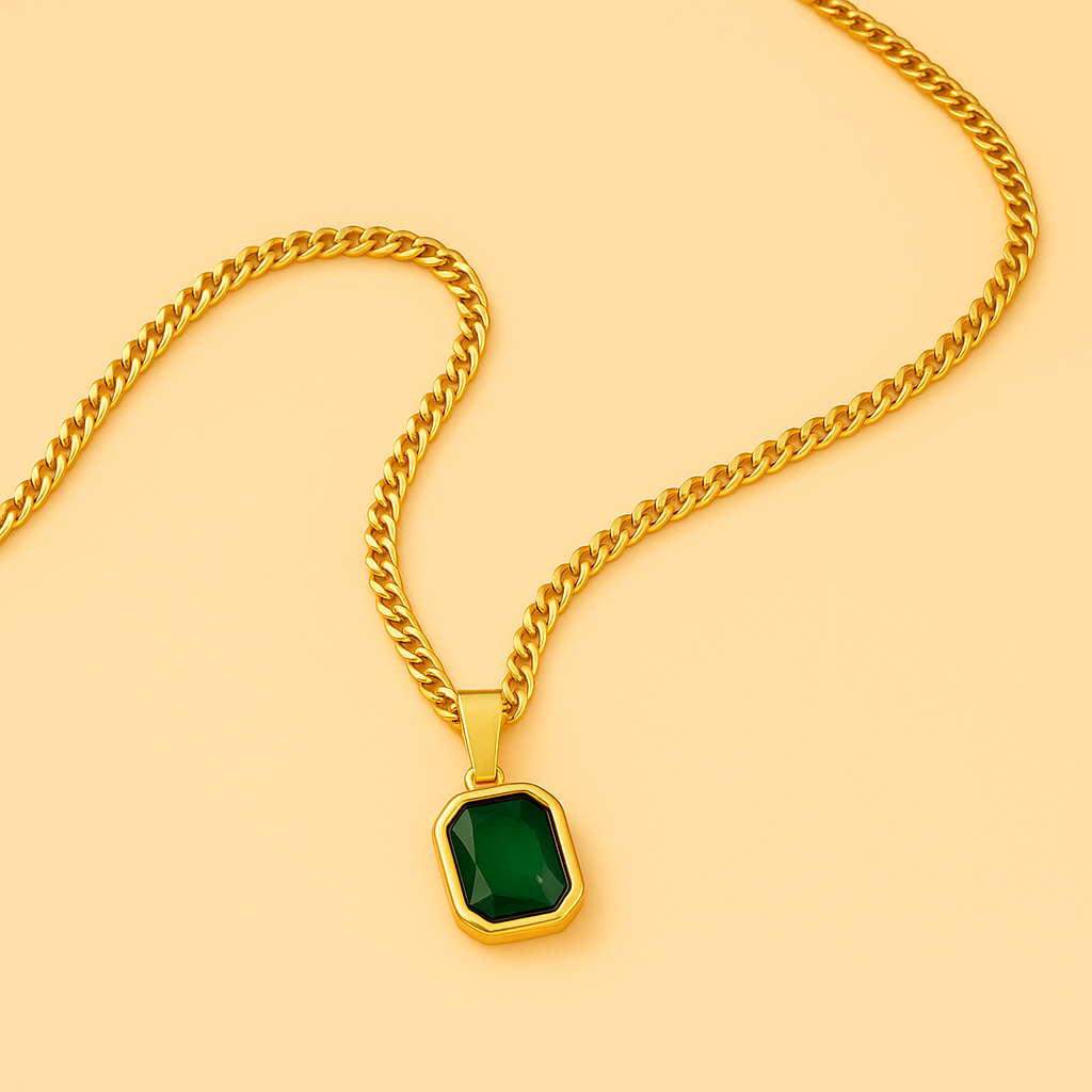 Klassieke Groene Acryl Hangerketting – Elegant Sieraad