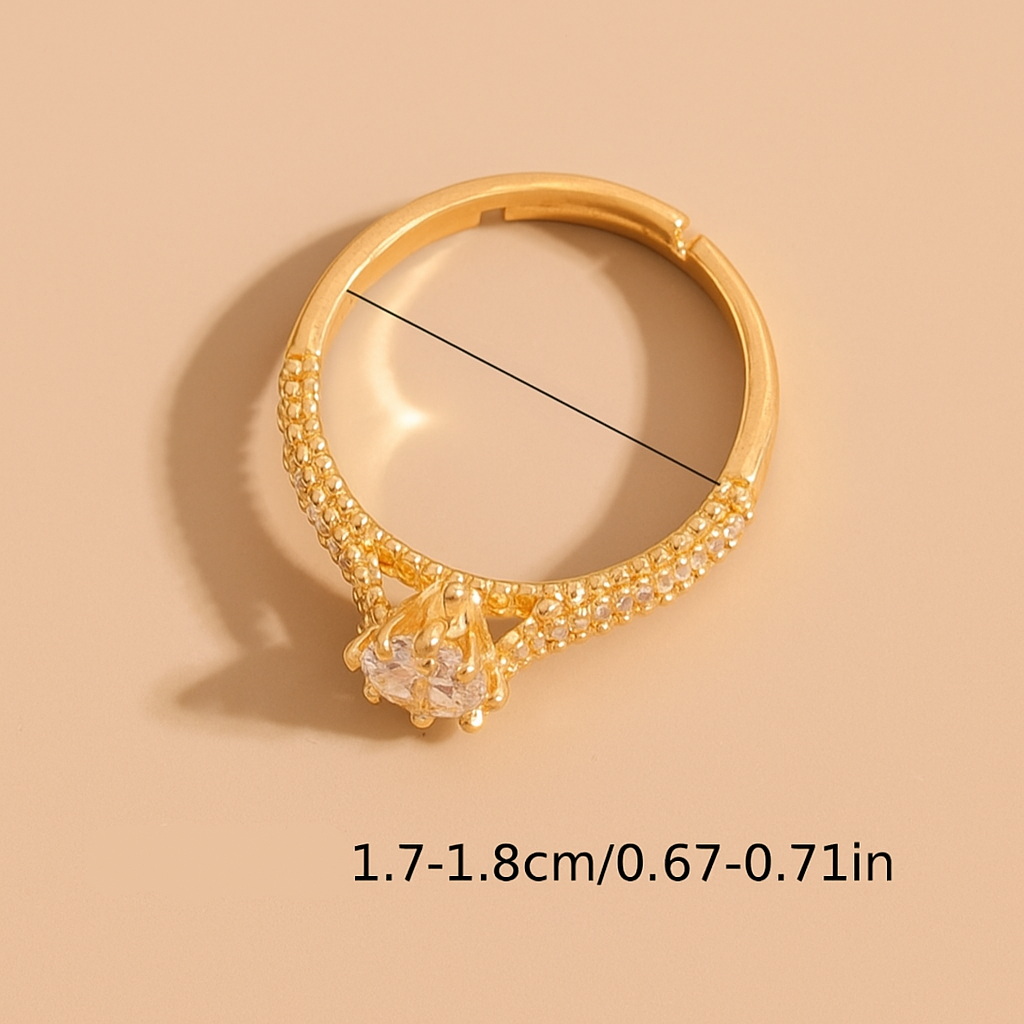 Elegante Koperen Ring – Retro Design met Sprankelende Zirkonia