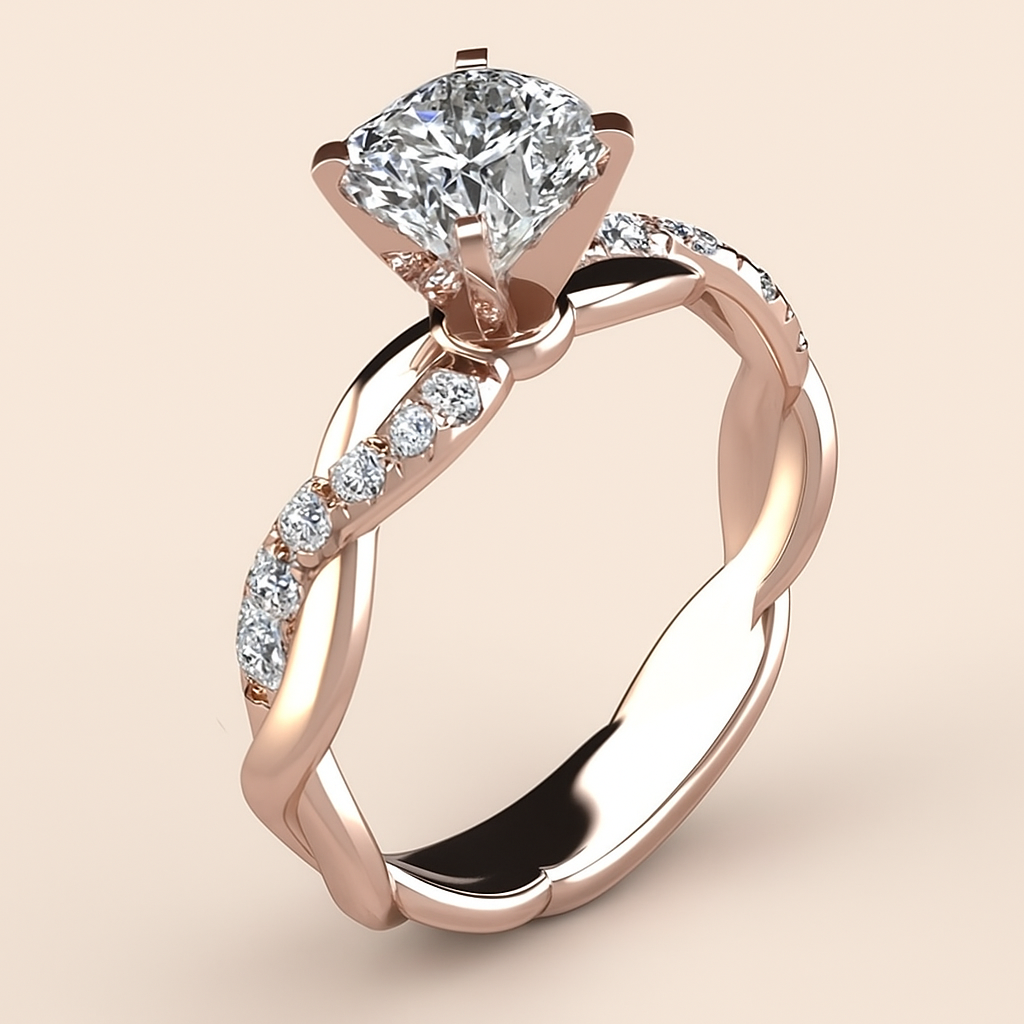 Elegante Princess Cut Ring – Sprankelend Gedraaid Design voor Haar