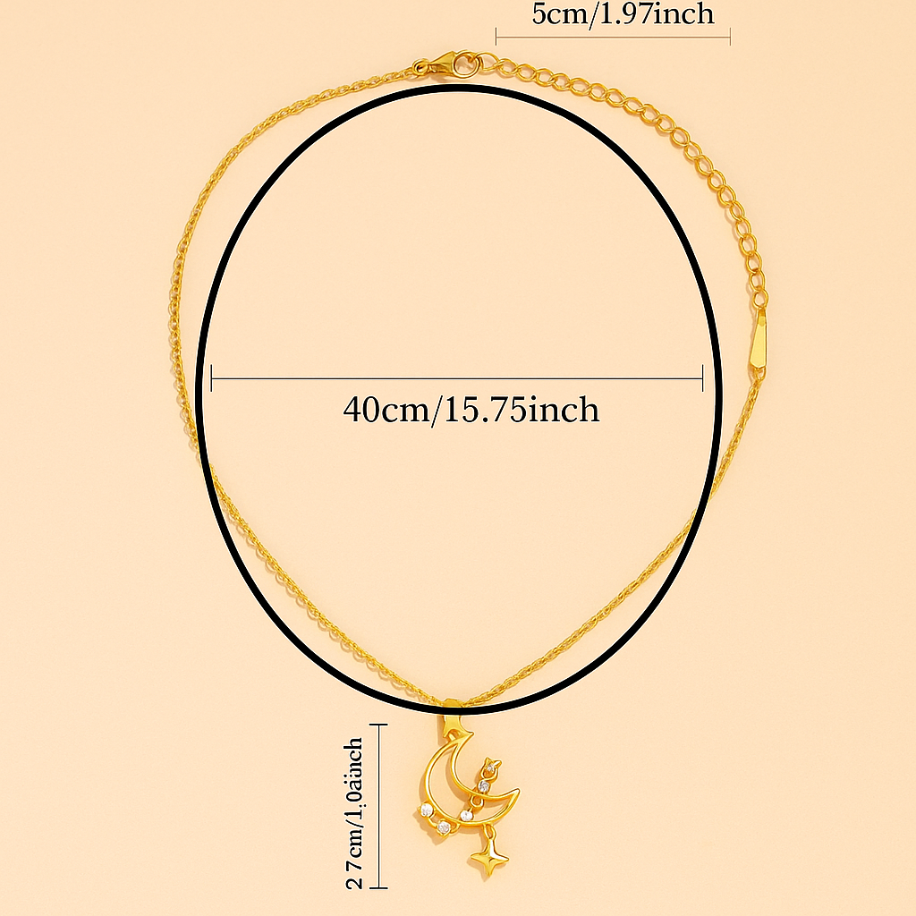 Maan Hangerketting met Zirkonia – Romantische Sieraden voor Vrouwen