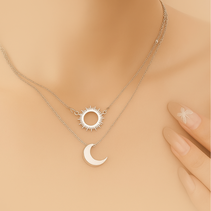 2-delige Elegante Zon & Maan Hangerketting Set
