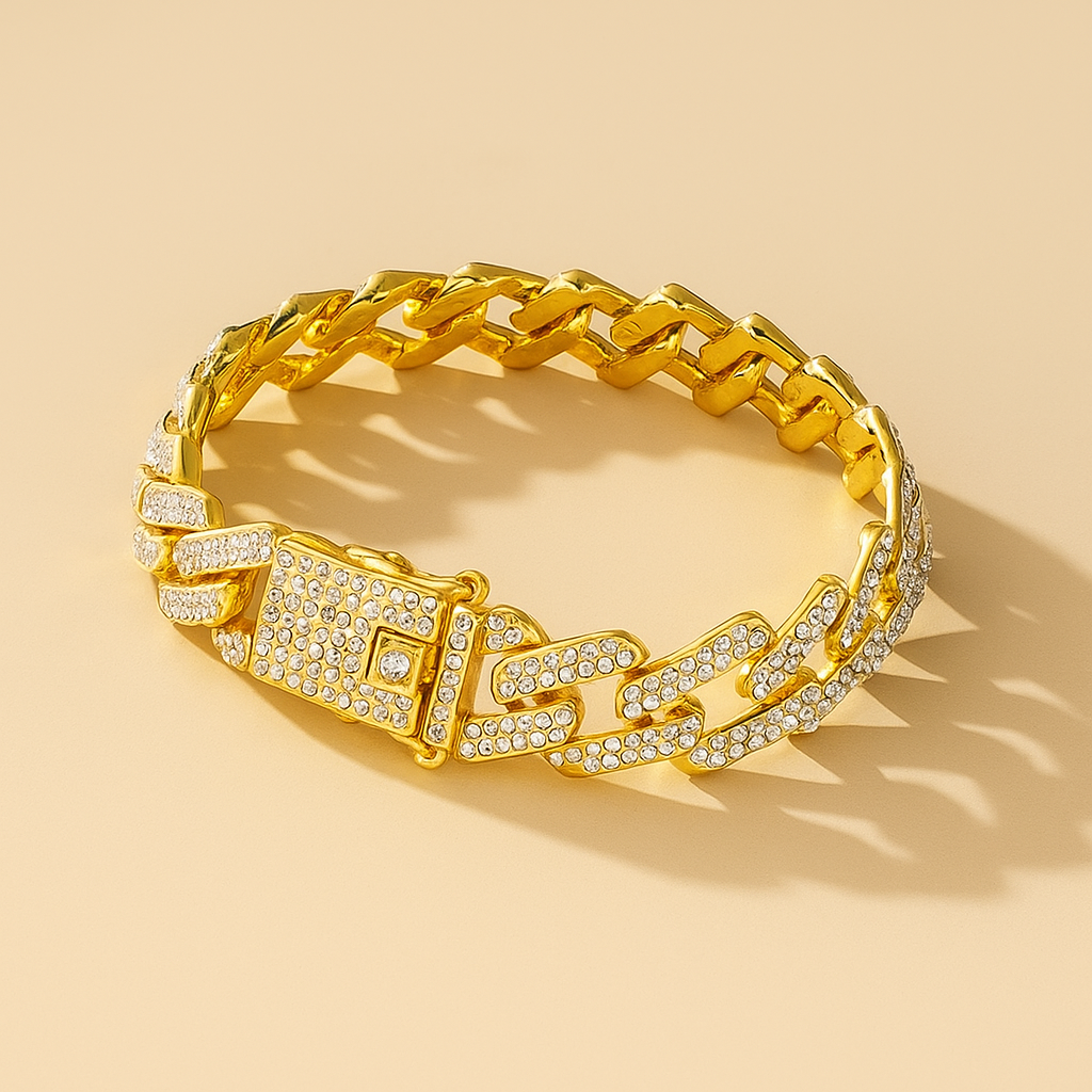 Grove Cubaanse Schakelarmband met Watergeslepen Details