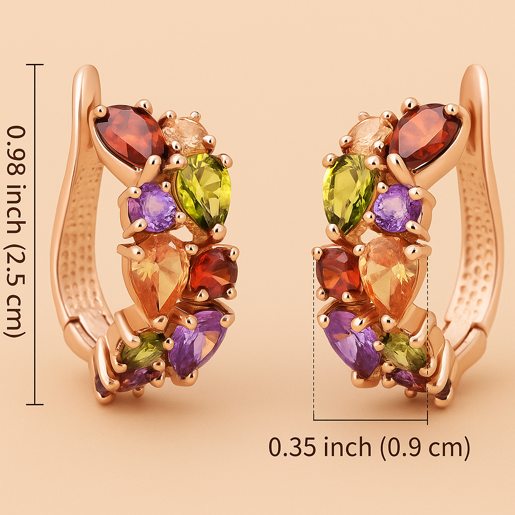 Prachtige Hoepeloorbellen met Multicolor Zirkonia