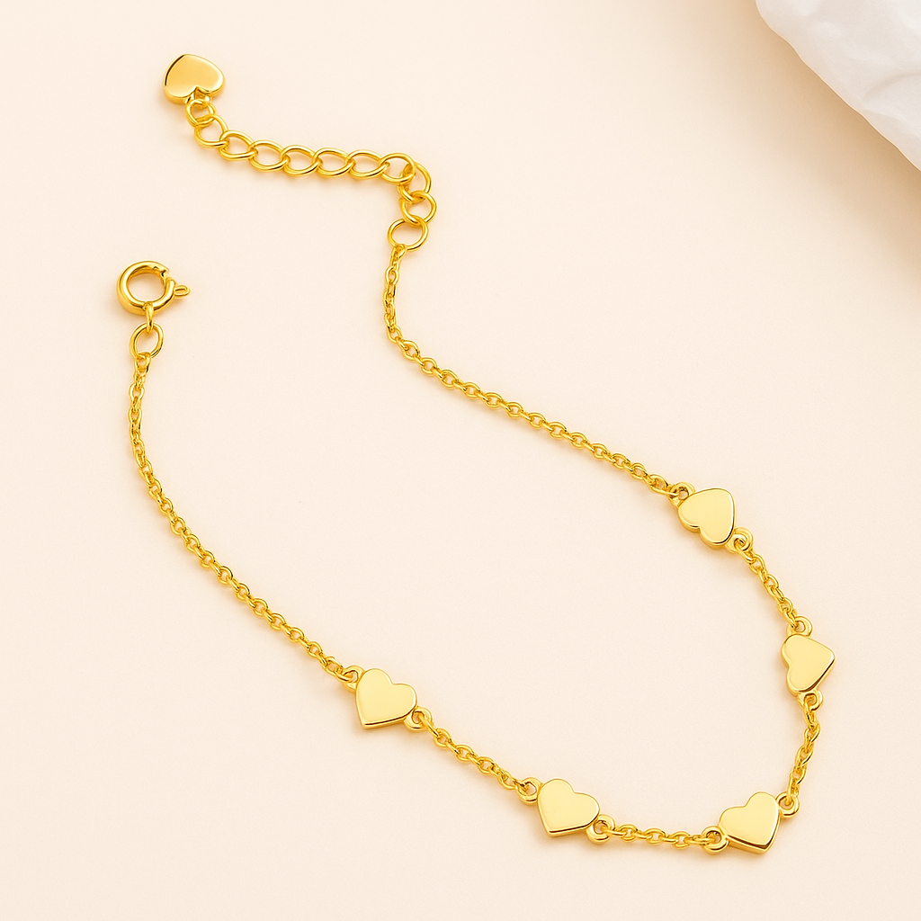 Minimalistische Armband met Hartbedel en Vergulde