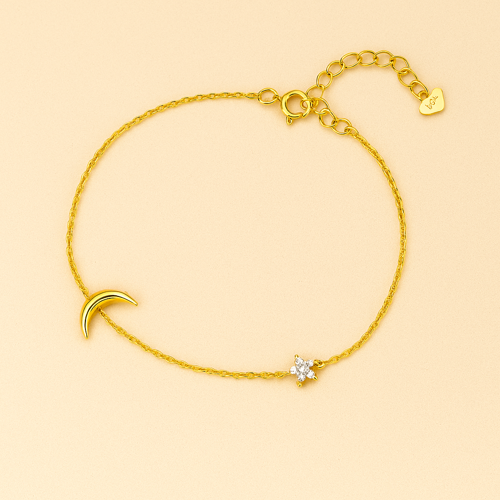 Sterling Zilveren Armband met Maan & Ster en Zirkonia