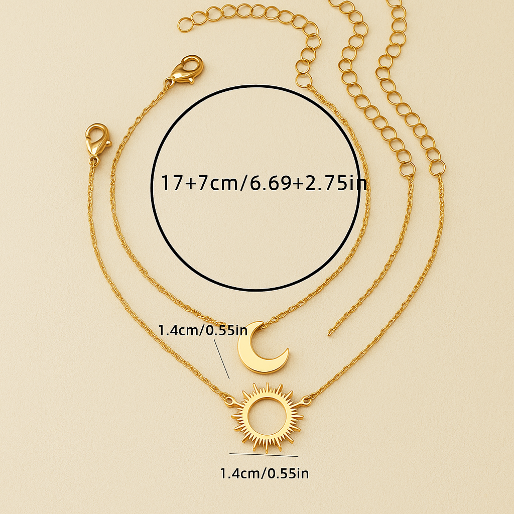Elegante 2-delige Zon & Maan Armbandenset