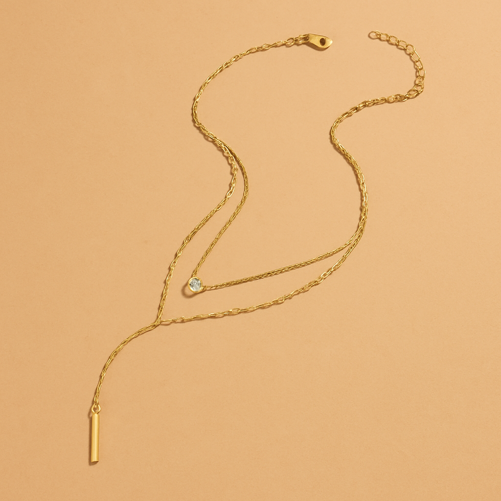 Gouden Meerlaagse Hangerketting met Sprankelende Strassaccenten