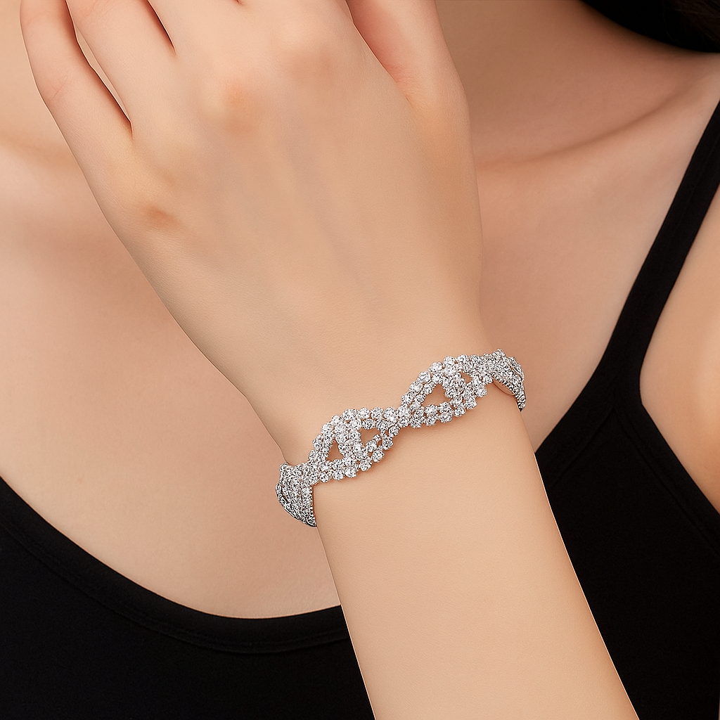 Sprankelende Rhinestone Gedraaide Armband – Voor Vrouwen