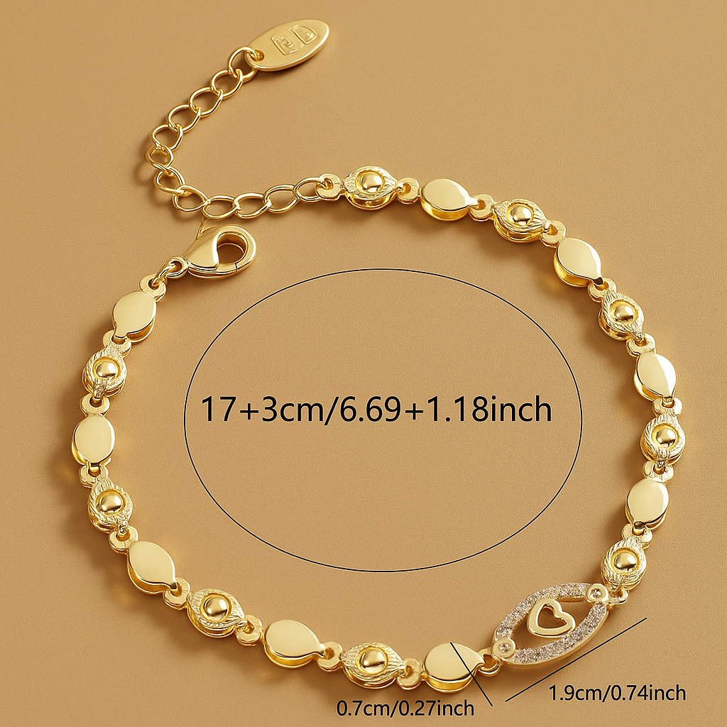 Sprankelende Opengewerkte 18K Gouden Hart- en Bladarmband