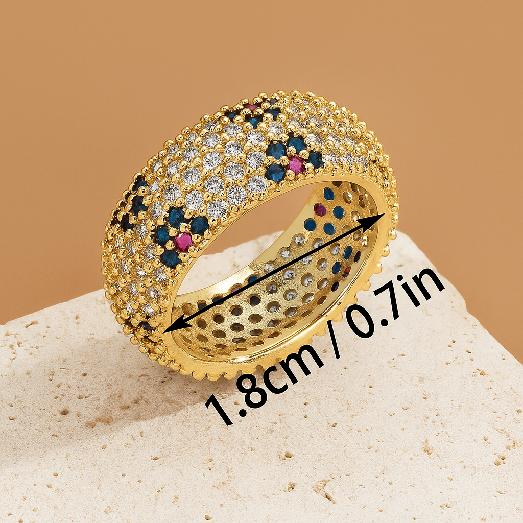 Elegante Vijf-rij Zirkonia Ring – Multicolor Sprankeling