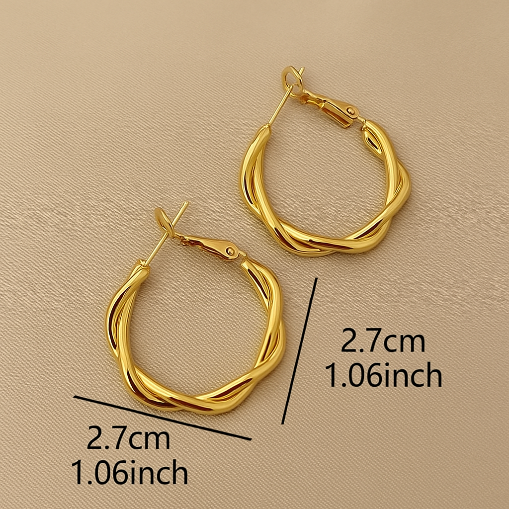 Gouden Gedraaide Hoepels – Minimalistische Oorbellen