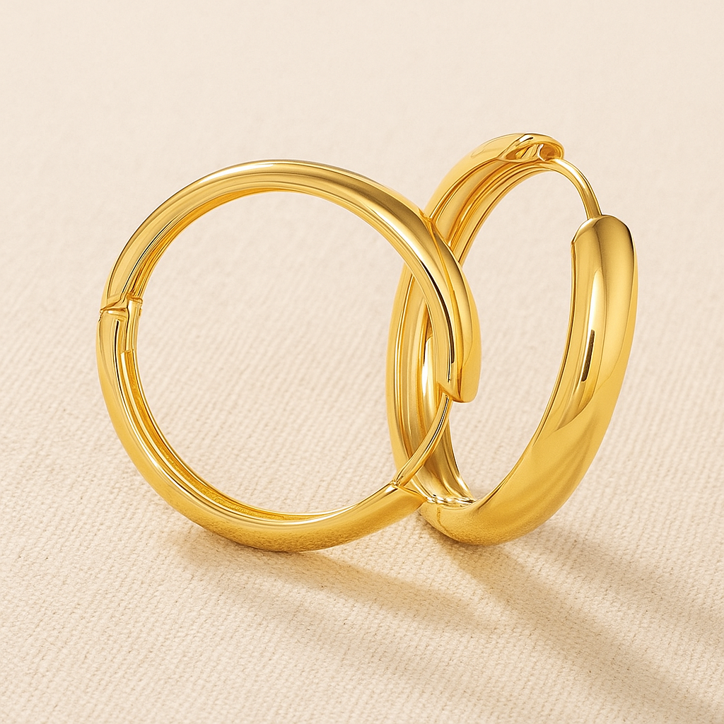 Minimalistische 18K Gouden Hoepeloorbellen