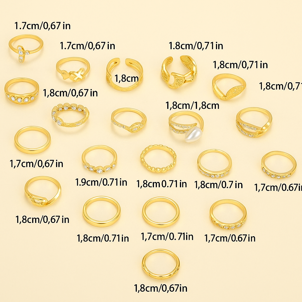 22-delige Vintage Stapelringen Set - Elegante & Boho-geïnspireerde Designs