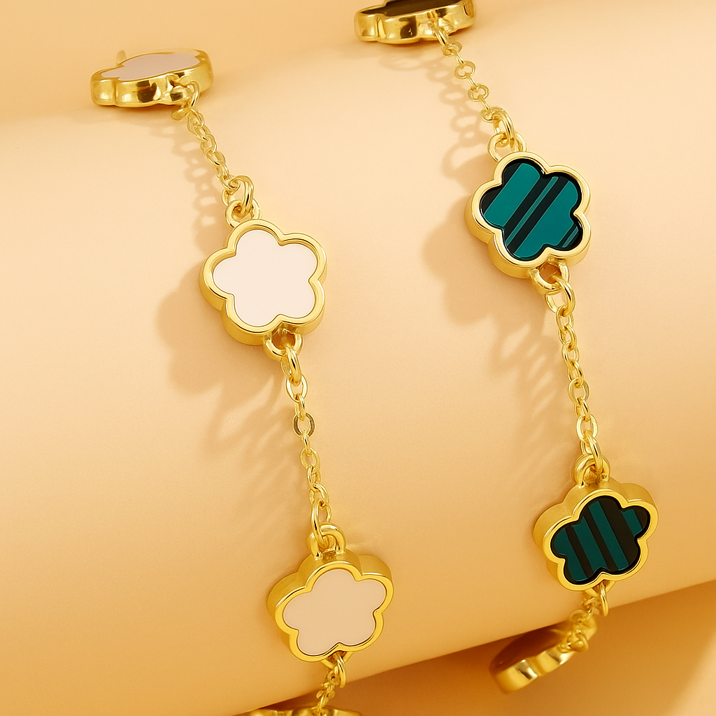 Kleurrijke Bloem Dunne Ketting Armbandenset