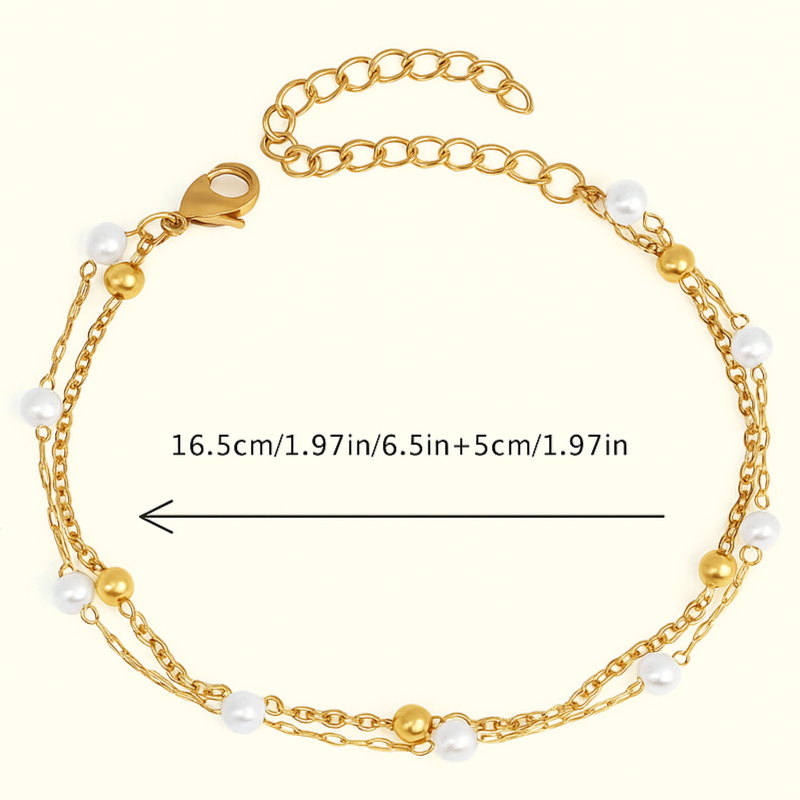 Elegante Dubbel-Laagse Imitatieparel Armband