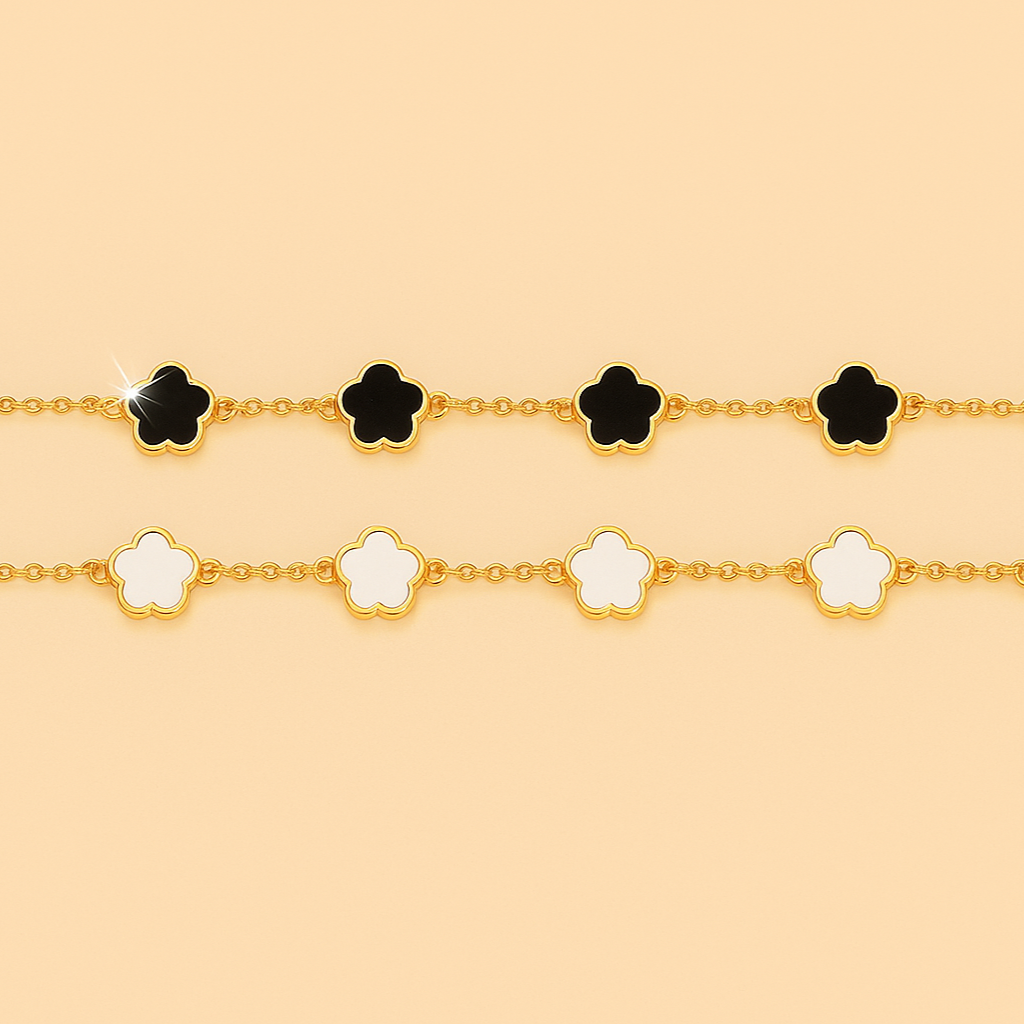 Kleurrijke Bloem Dunne Ketting Armbandenset