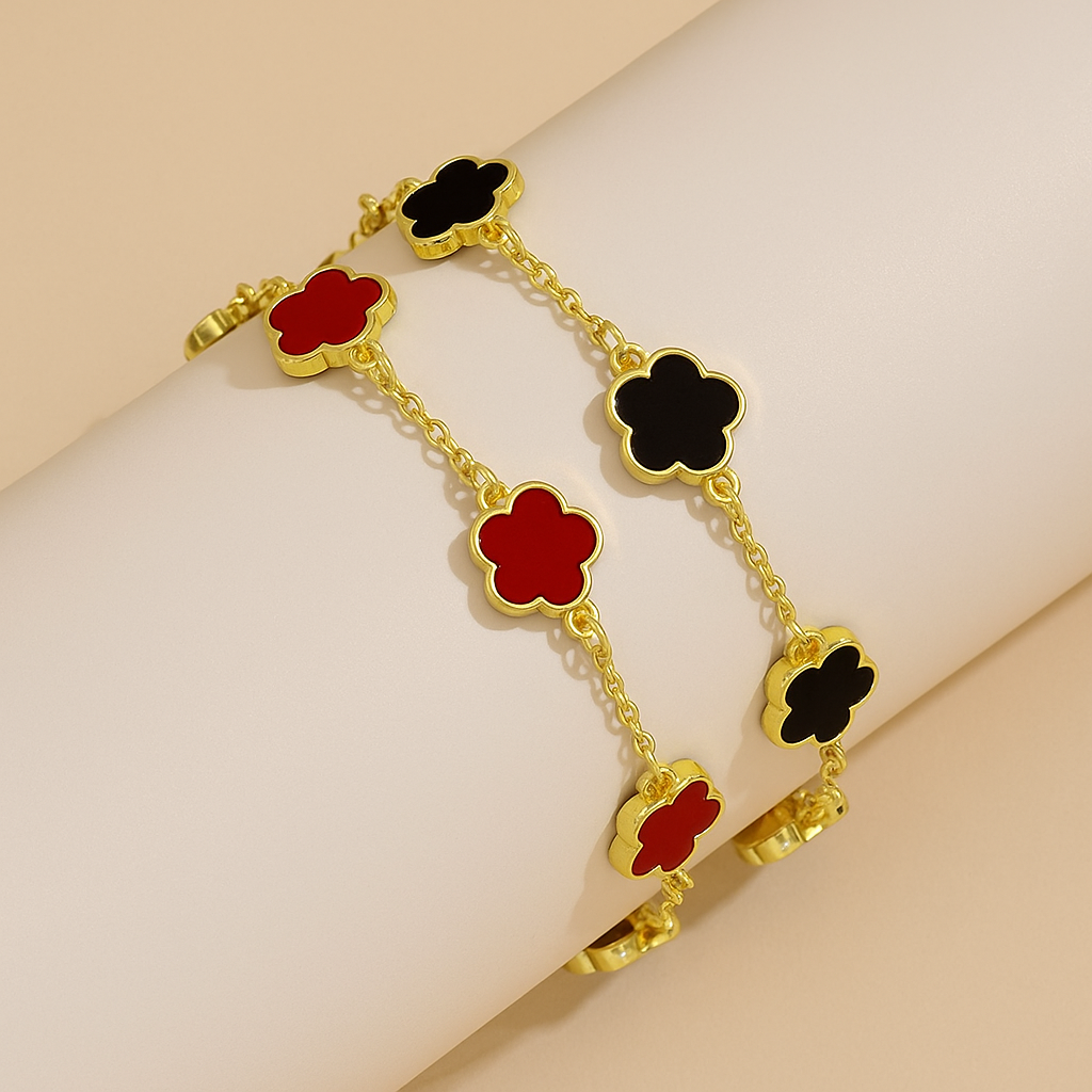 Kleurrijke Bloem Dunne Ketting Armbandenset