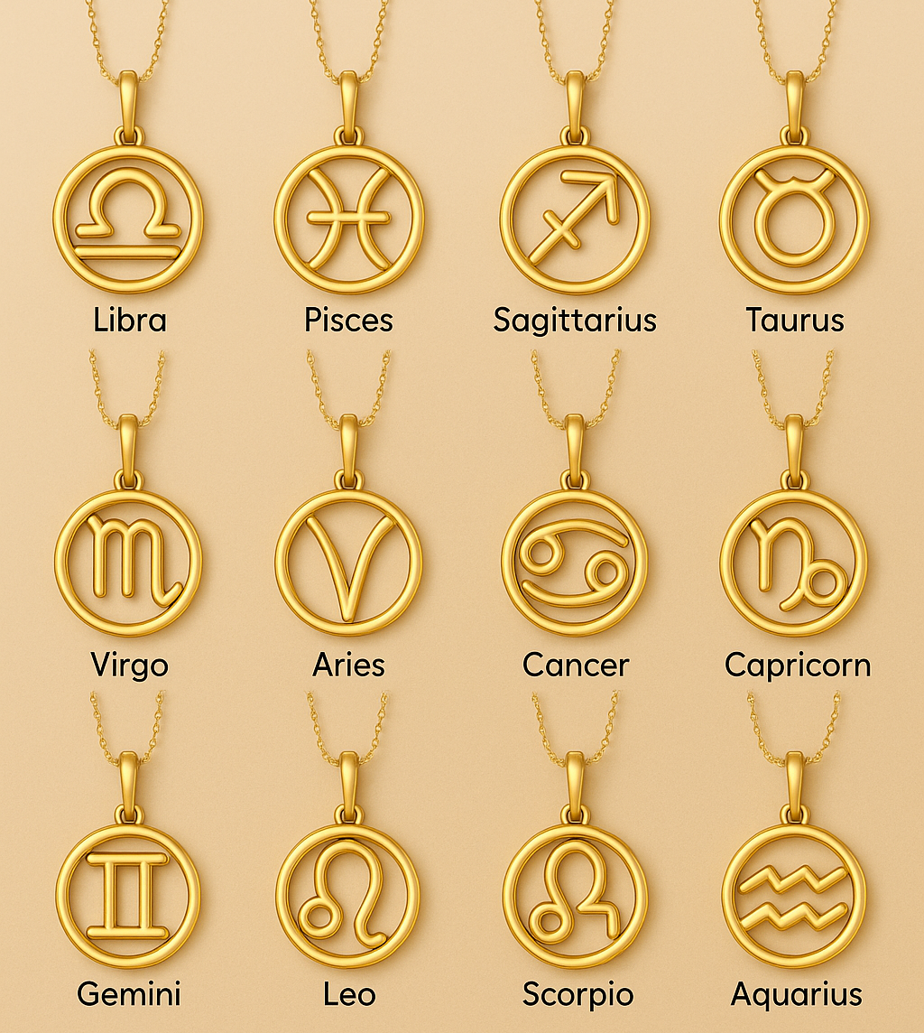 Zodiac Hanger Ketting | 18k Gouden Afwerking