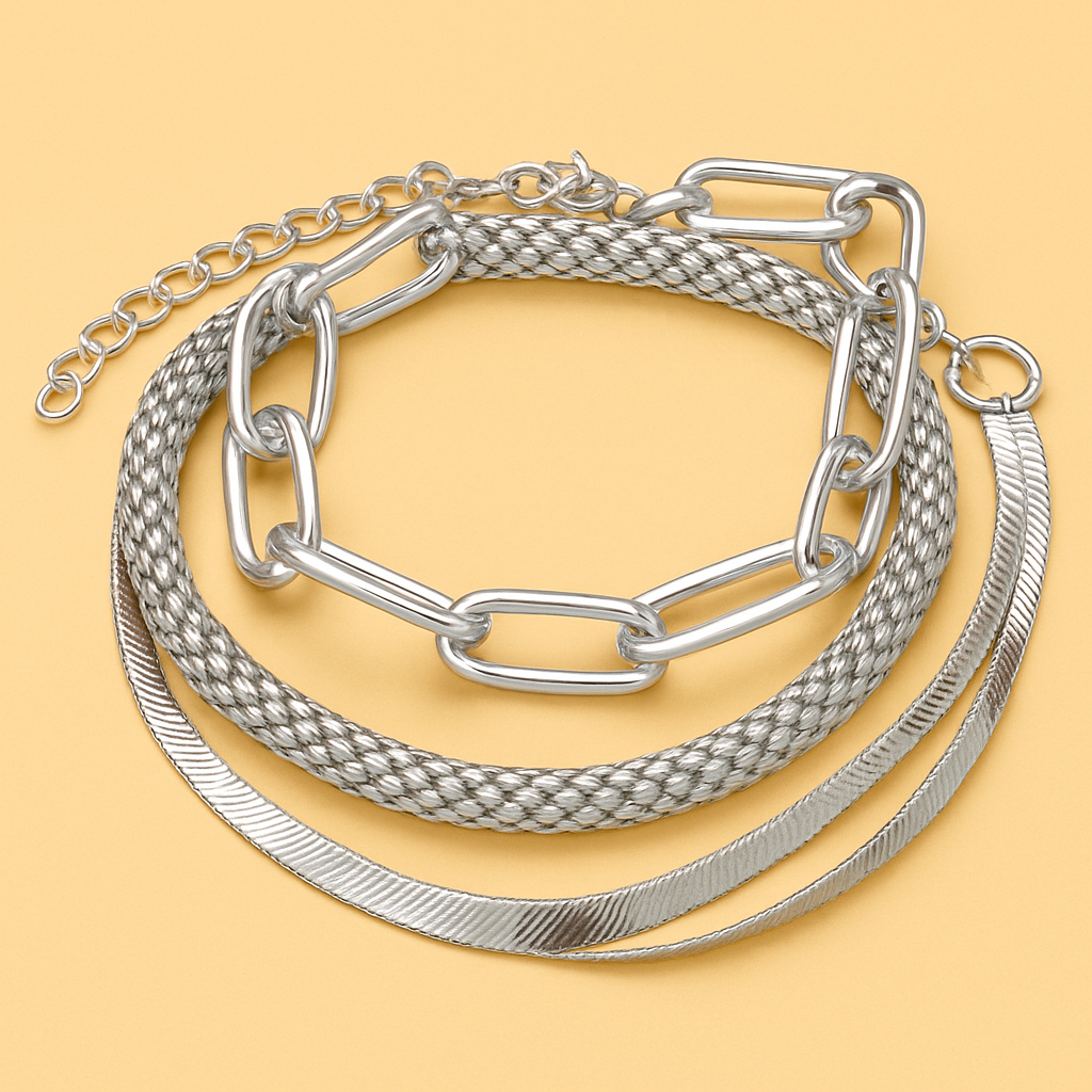 Vintage Gouden Slangenschakel Armbanden Set – 3-Delig