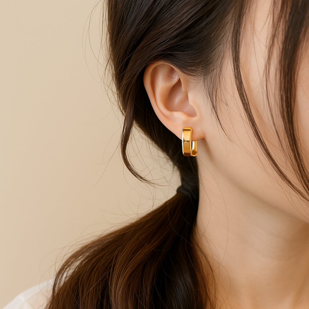 Elegante Geometrische Stud Oorbellen - 14K Verguld, Minimalistisch Ontwerp