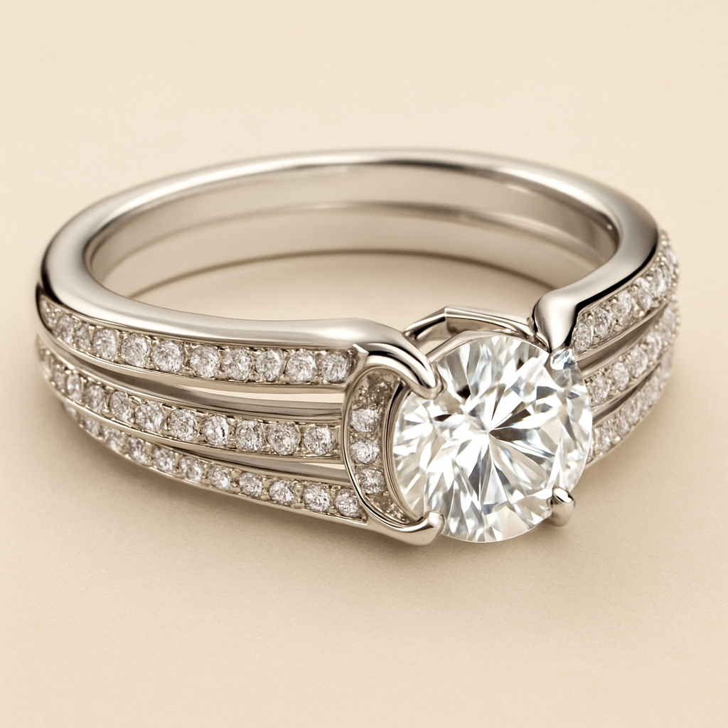 Elegante Zirkonia Verlovingsring Glimmend Koperen Band