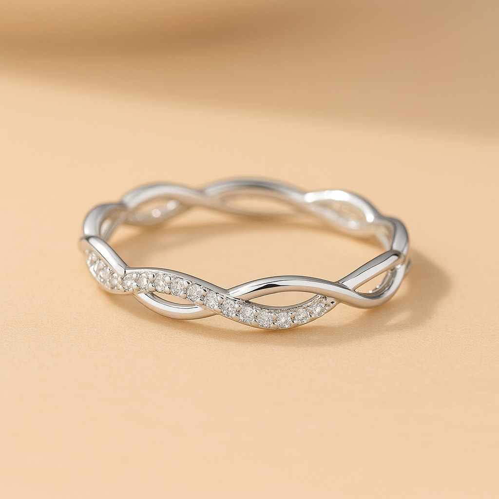 Elegante gedraaide bergkristallen ring voor vrouwen stijl