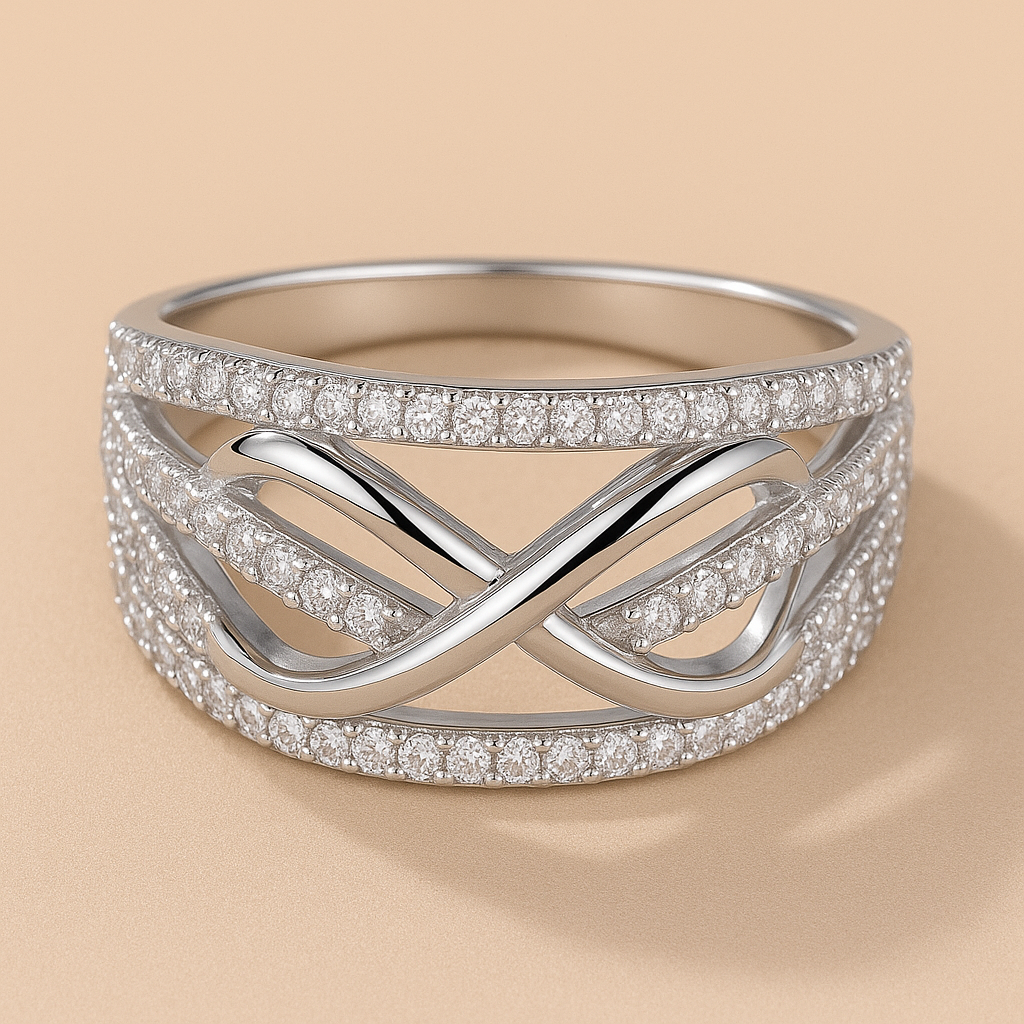 Elegante oneindige beloftering met fonkelende zirkonia