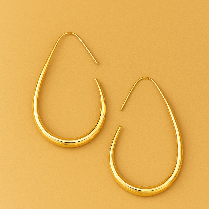 Minimalistische Druppelvormige Hoepeloorbellen – Perfect voor Elegante Gelegenheden