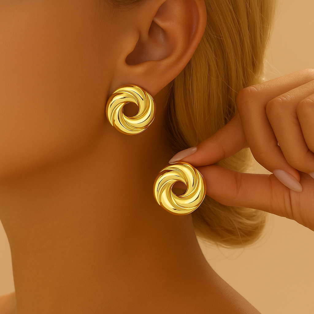Gouden Spiraal Oorbellen - Gothic Punk Stijl