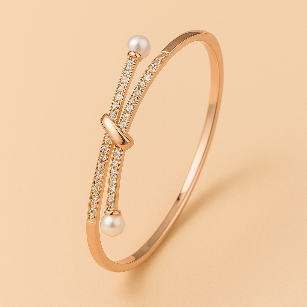 Elegante Parelknoop Armband met Kristallen Accenten