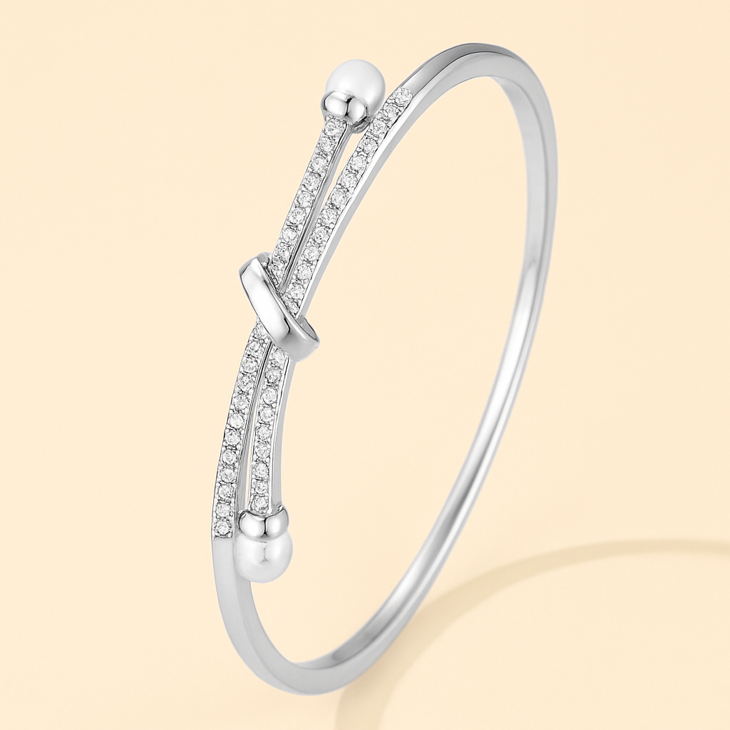 Elegante Parelknoop Armband met Kristallen Accenten