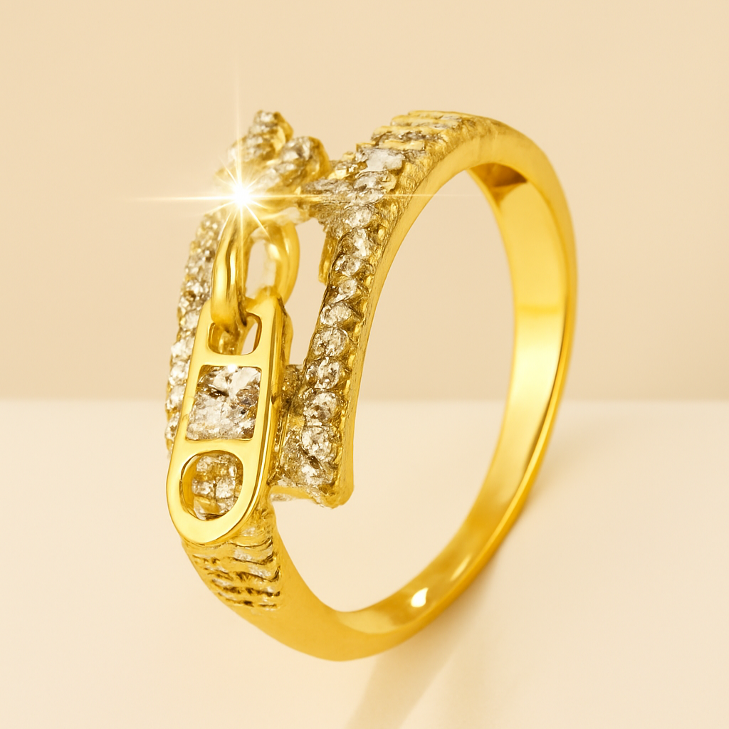 Synthetische Cubic Zirkonia damesring met stijlvol ritsontwerp