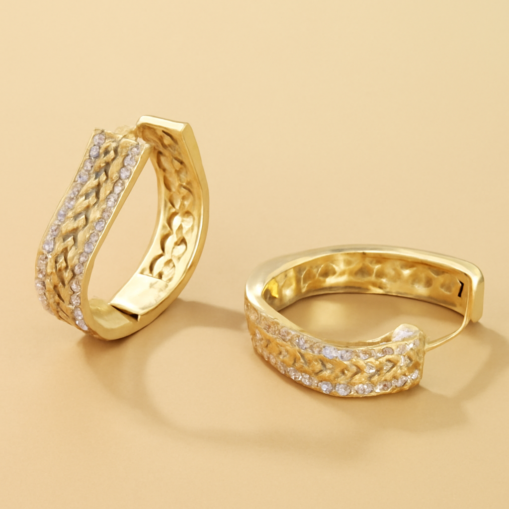 Luxe Goud Geplateerde Zirkonia-Embellished Hoepel Oorbellen