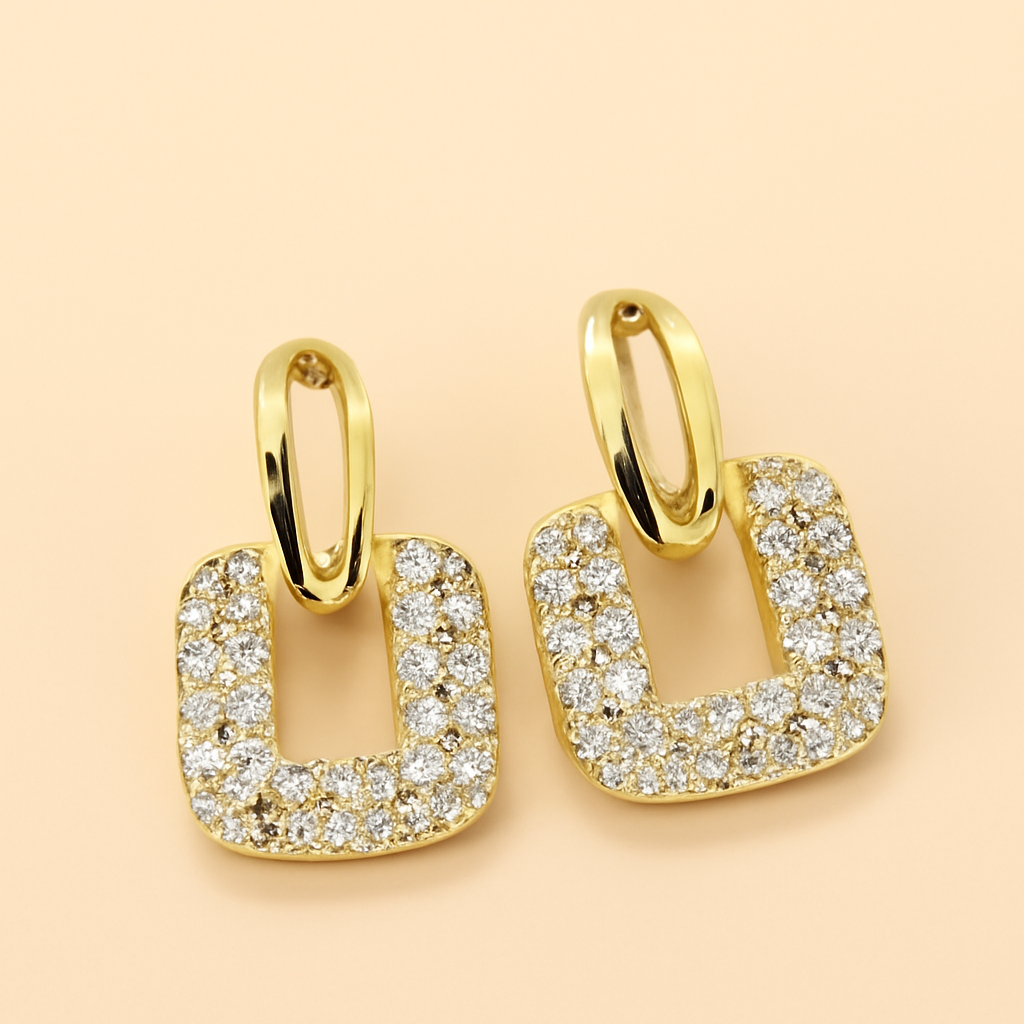 Vintage-geïnspireerde Vierkante Oorknopjes – Glinsterende Strassstenen voor Dames