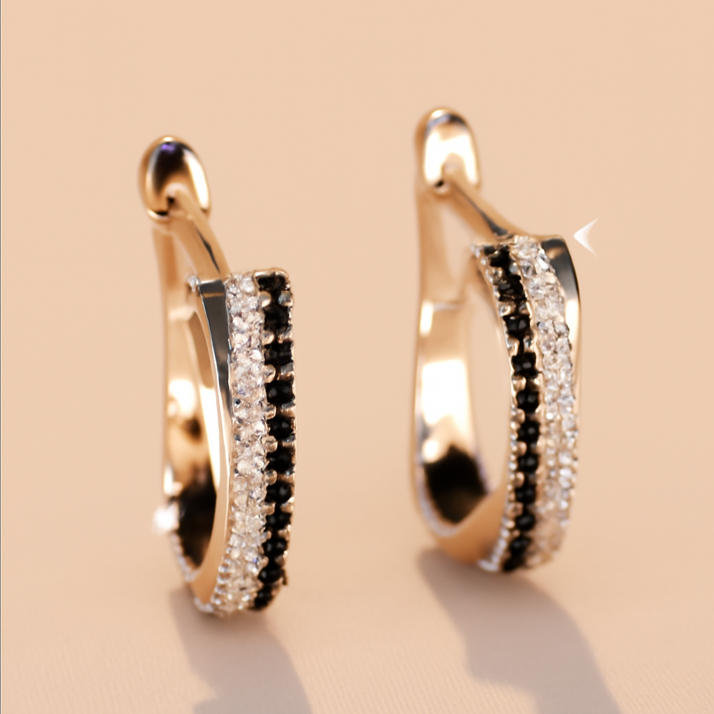 Elegante Zwart-Witte Kruisvormige Oorhangers