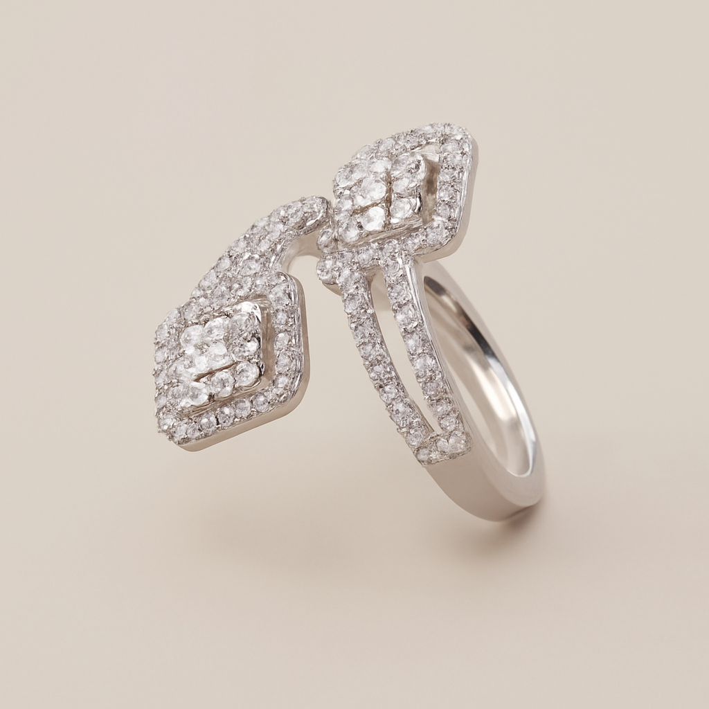 Ring van goudkleurig koper met zirkonia
